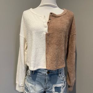 Hollister 2 Colorblock Sweater Cropped Henley Xs